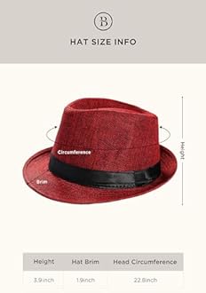 BABEYOND Straw Trilby Fedora Hat for Men-1920s Felt Panama Hat Short Brim Summer Cap with Ribbon