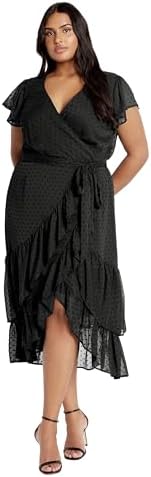 City Chic Women's Plus Size Cocktail Dress - Midi Frill Dee