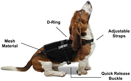 Dogline 17"-21" MaxAire Mesh Vest for Dogs and 2 Removable Barn Hunt Patches, Medium, Black