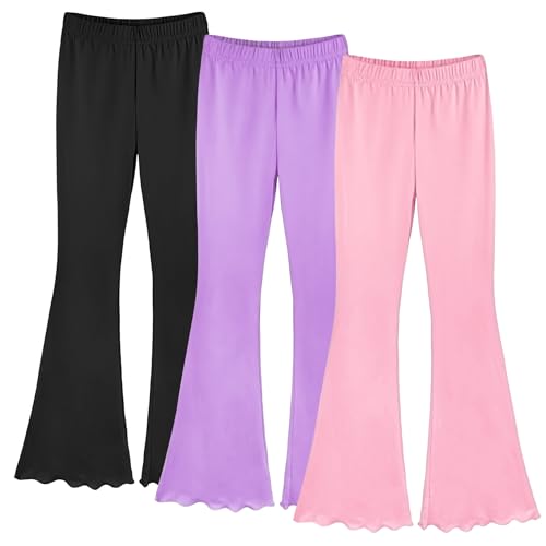 Image of ZukoCert Girls Flare Leggings, Mid Waist Bell Bottom Pants for Kids, Kids Flare Pants Size 4-13Y