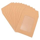 GARIOUANS 25 Stück Kraftpapier Umschläge Transparent mit Sichtfenster 8X6cm Verschließbar Dokumenten Aufbewahrungstaschen für Büro und Schule