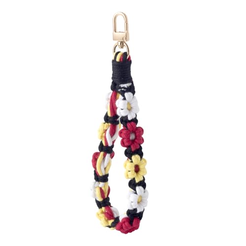 [Symbolife] Boho Macrame Wristlet Keychain ? Handmade Caramel Red Keyring Bracelet (B0FLYF12GB) [���s�A���i]