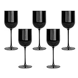 PLASTICPRO Black Plastic Wine Glasses Set of 10 Elegant Wine Goblets Hard Plastic Wine Cups on Stem 12 Ounce