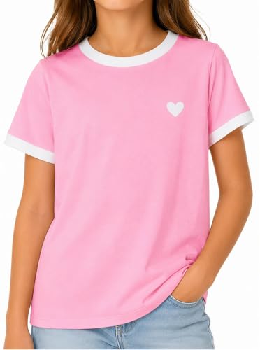 Image of Girls' Graphic Tees Summer Cute Tops Casual Short Sleeve Crew Neck T Shirts