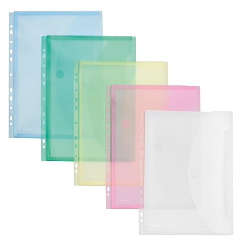 Sichttasche/Umschlag A4 hoch, PP, Dehnfalte, Lochrand, transp. farb.sort, 10 ST