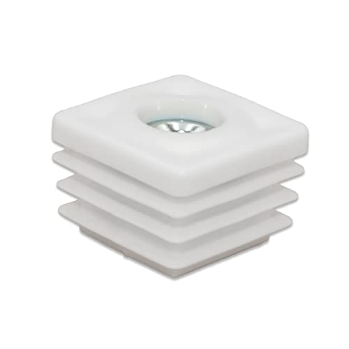 Image of Flyshop White M8 Threaded Plastic Plugs Square Tube End Caps Tubing Plugs Inserts Furniture Glider 25 mm x 25 mm 4 Pcs