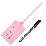 LeadSeals 100 Plastic Shipping Tags - Waterproof, Writable, Hanging Tags with One Pink Marker Pen