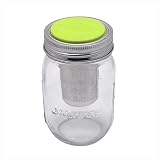 Jarware Glass Mason Jar & Tea Infuser Lid, Jar & Stainless Steel Tea Filter