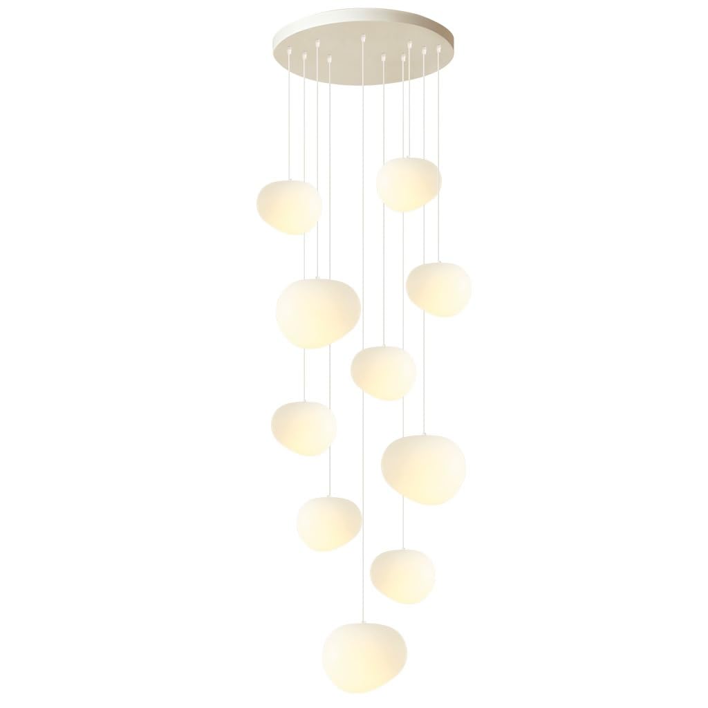 JOJOM Lámpara colgante moderna con forma de casa de escalera Lámpara de Techo Nórdica minimalista Creativa Estilo crema LED Aplicable a para escaleras salón villa cocina pasillo(A10)