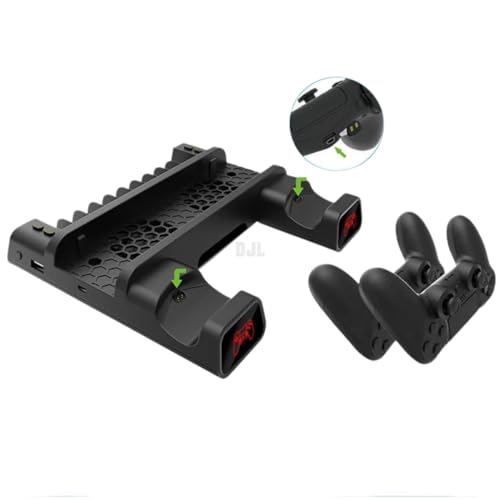Suporte vertical Compatível PS4 FAT PS4 Slim PS4 Pro – Ventilador de refrigeração com Carregador de