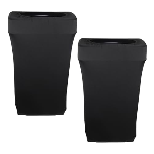 Image of BSTKEY 23 Gallon Stretch Spandex Trash Can Cover, 2 Pack Outdoor Fitted Waste Container Rectangular Garbage Can Covers for Wedding Party Commercial Fundraiser Decor, Without Trash Can (Black)