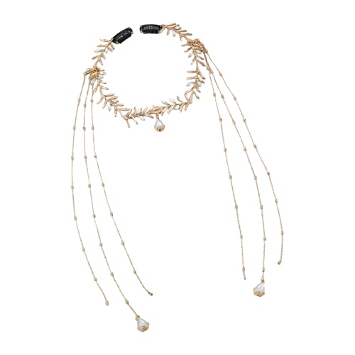 Luxury Crystal Embellished Chain, Fringe Headpiece Adjustable for Weddings and Celebrations Gold Rhinestones Head Chain