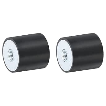 2-Pack M8 Thread Rubber Vibration Mounts - 30mm X 20mm Cylindrical Shock Absorbers With Studs & Lock Nuts