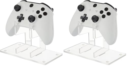 Image of AHANDMAKER Universal Controller Holder, Transparent Acrylic Game Controller Display Stand, Detachable Gamepad Desktop Stand for Display and Organization, Monolayer (Pack of 2)