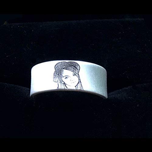 LONAGO Personalized Photo Band Ring 925 Sterling Silver Engraved Pet Cat Dog Pictures Name Word Symbol Band Ring for Men Women, Father Days Gift2
