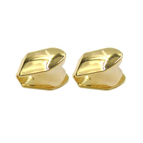 gold fang caps - EXCEART 2Pcs Plated Gold Tooth Single Grill Cap Hip Hop Tooth Fang Tooth Decoration for Teeth Mouth Party Accessories Teeth Grills Golden