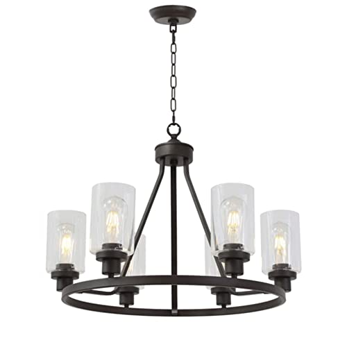 Luminaire rétro en verre transparent de style industriel avec structure métallique rustique durable