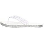 angenehm weiche Decksohle Tommy Hilfiger Damen Tommy Glitter Flat Beach Peeptoe Sandalen, Weiß (White Ybs), 40 EU