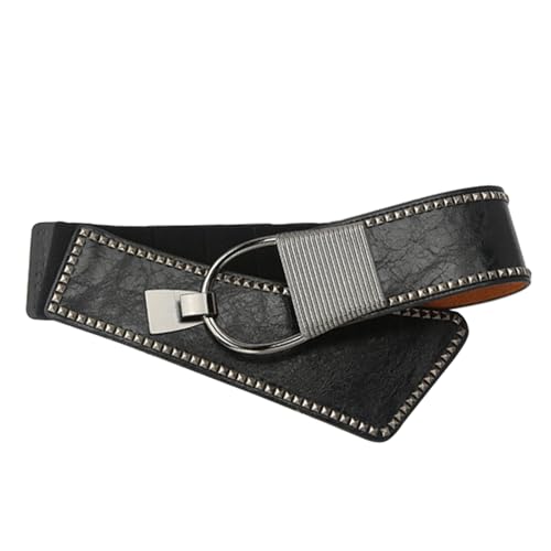 Wide Punk Style Belt Elastic Belt Fashionable and Versatile Elastic Rivet Waist Belt Punk Style Waist Belt for Women
