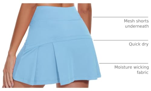 Image of Ibeauti Womens Back Pleated Athletic Tennis Skorts Golf Skirts with 3 Pockets Mesh Shorts for Running Active Workout