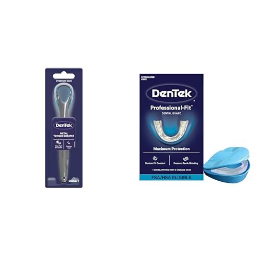 DenTek Metal Tongue Scraper Mouth Guard for Nighttime Teeth Grinding, Professional-Fit Dental Guard, 1 Count