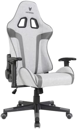 Oversteel ULTIMET - Professional Gaming Chair, Breathable Fabric, 2D Armrests, Height Adjustable, 180º Reclining Backrest, Gas Piston Class 3, Up to 120Kg, Grey Colour