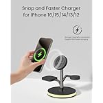 3 in 1 Charging Station for Apple Devices, Fast Charging Magsafe Charger Stand with LED Light and 20W PD Adapter, Wireless Nightstand Charger for iPhone17/16/15/14/13/12 Series,AirPods,iWatch and More - Image 2
