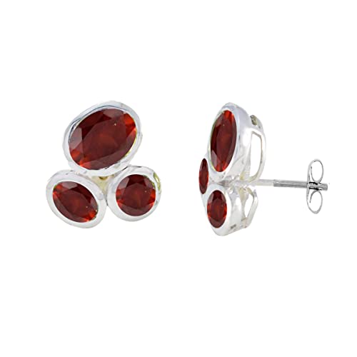 Boucles d'oreilles en argent massif avec grenat rouge véritables pierres précieuses - excellent cadeau de bijoux pour la main MUL-GAR-FC-5001 fr