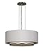 Lighting by AFX DYP418SNMV Dayton 4-18 Watt Pendant Light, Satin Nickel with White Linen Shade and Opal Glass Diffuser