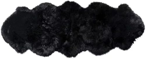 Woolous Black Sheepskin Rug 2x6 ft Plush Fur Carpet