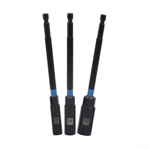 Juego de 3 fundas de extensión para llave de vaso, destornillador de tuerca hexagonal de 150 mm para destornilladores eléctricos, compatible con varias herramientas manuales