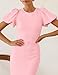 ZESICA Women's Summer Short Sleeve Bodycon Midi Dress 2026 Spring Elegant Formal Wedding Guest Cocktail Party Dresses Pink Small