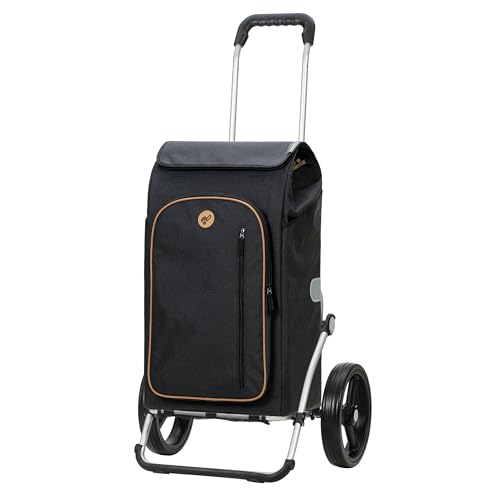 Andersen Einkaufstrolley - klappbar - 61 Liter - mit Kühlfach - Aufhängung für Einkaufswagen - belastbar 50 kg - Aluminium - Trolley - 3-Speichen-Rad Ø 25 cm - Royal Shopper Folke schwarz