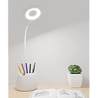 Lámpara Escritorio LED, Flexo LED escritorio, 3 Niveles de Brillo Panel Táctil Luz Flexo de Escritorio, Lámpara de Mesa Regulable Cuidado Ocular con puerto de Carga USB LED- Luz Lectura Lámpara
