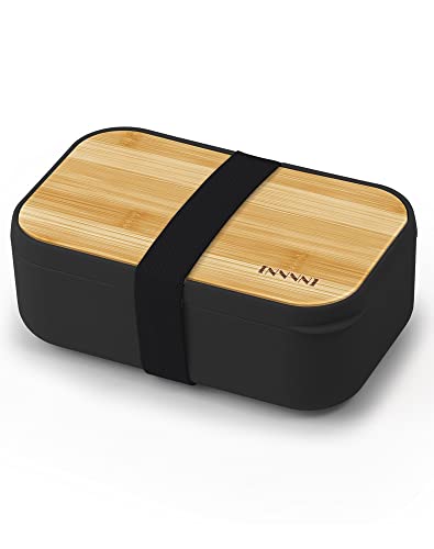 Invvni Bento Box Lunch Box Containers For Adults - Natural Bamboo Lid, Cutlery & Chopsticks, Microwave Safe, Dishwasher Safe, Bpa Free, Leakproof, Gifts For Women, Small #TOP2