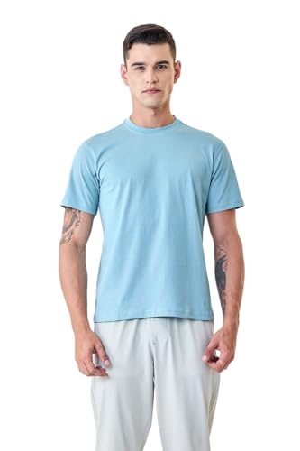 Image of SNITCH Men T-Shirt | Minimalist Regular Fit & Short Sleeve Styling | 100% Breathable Cotton Casual Wear T-Shirt & Durable Knit Plain Weave Everyday Summer Essential