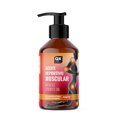 QKnatur - Aceite Deportivo Muscular (250 ml). Combinación de aceites de Origen Natural para masaje muscular - Contiene Árnica, Gaulteria y Harpagofito