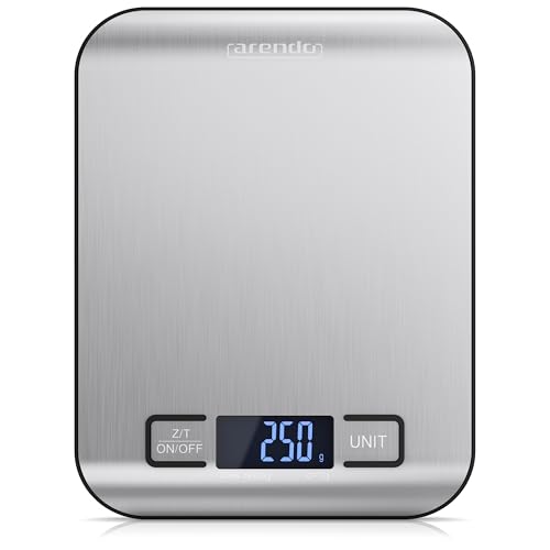 Arendo - Küchenwaage digital Edelstahl – max. 5 kg - LCD Display – Tara Zuwiegefunktion – Messgenauigkeit 1 g – Display mit LCD-Anzeige - g, lb:oz, oz, ml Arendo - Küchenwaage digital Edelstahl – max. 5 kg - LCD Display – Tara Zuwiegefunktion – Messgenauigkeit 1 g – Display mit LCD-Anzeige - g, lb:oz, oz, ml