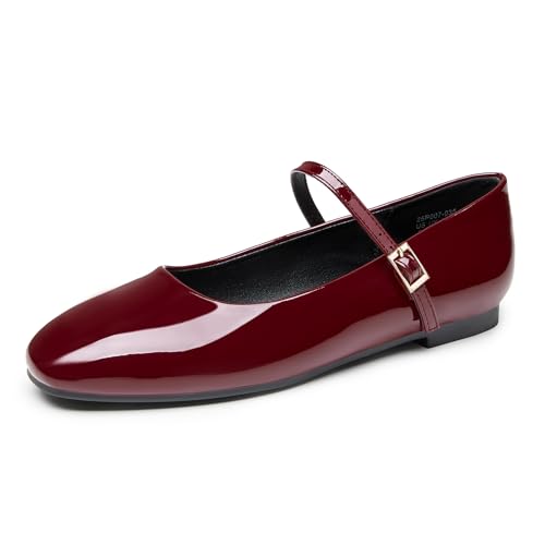 Trary Women's Flats,Mary Jane Ballet Shoes for Women,Square Toe Ankle Strap Flats for Women, Comfortable Dress Shoes.