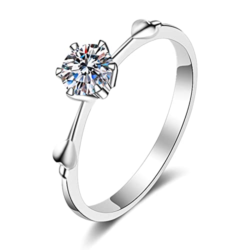 Bague double cœur en argent 925 et moissanite scintillante pour femme