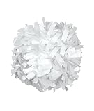 chassé Cheerleading Pom - White Wet Look Pom Pom with Baton Handle for Dance Sports Celebrations (Single, White)