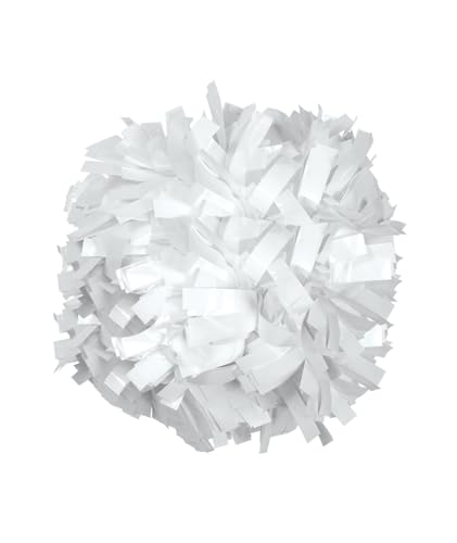 chassé Cheerleading Pom - White Wet Look Pom Pom with Baton Handle for Dance Sports Celebrations (Single, White)