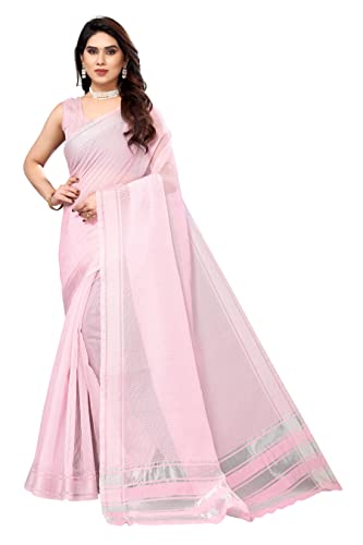 Image of Sidhidata Women's Kota Doria Cotton Manipuri Saree With Unstitched Blouse Piece (Rasbharii Free Size)