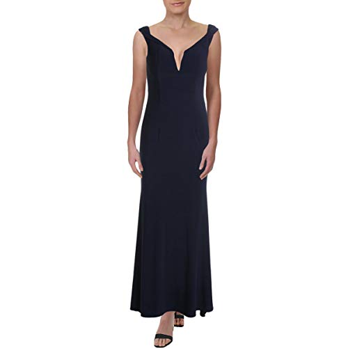 Amazon.com: Xscape Womens Deep V Off-The-Shoulder Evening Dress Navy 6 :  Clothing, Shoes & Jewelry