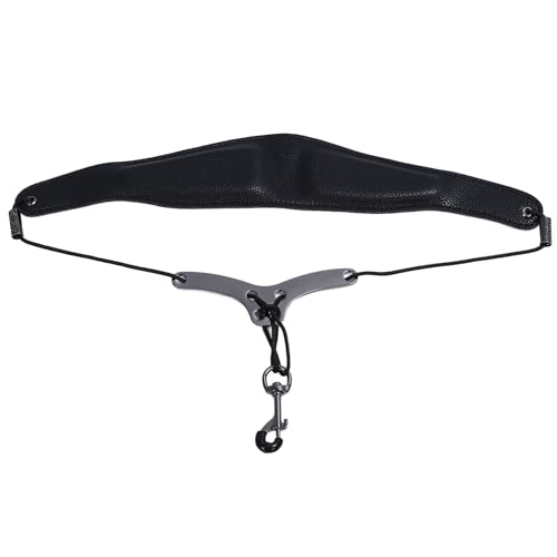 Gavigain Saxophone Strap Neck Support Adjustable, Soft PU Leather, Breathable, Ergonomic Comfort for Alto, Tenor, Bass Saxophone and Clarinet Players (Black)