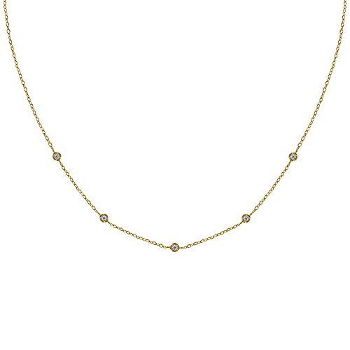 Collier plaqué or à offrir en cadeau avec ses cinq strass ronds