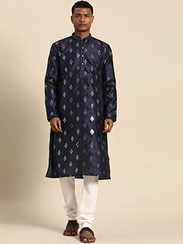 Image of Rajubhai Hargovindas Men's Jacquard Work Kurta Set