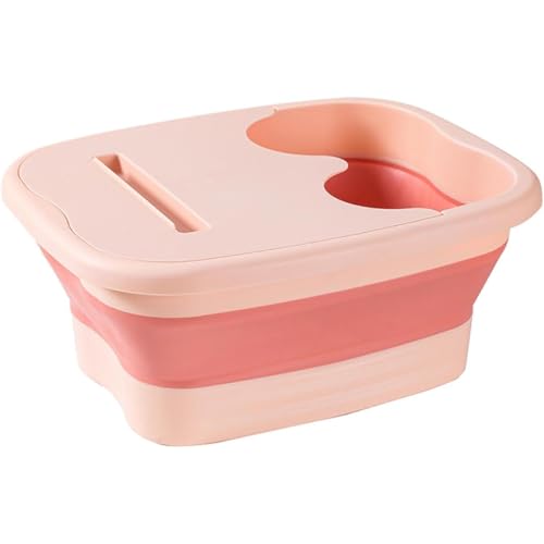 Foldable Footbath Massage Bucket Soaking Bucket Folding Basin Spa Foot Bath Bucket Household Sauna Bathtub Pedicure Bath Bathtub for Women and Men Foot Soak Bowl (Pink)