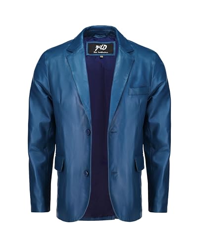 Image of Jild Invisible Stitching Casual Leather Blazer for Men - 2-Button Closure Coat Style Regular Fit Lambskin Leather Jacket Men