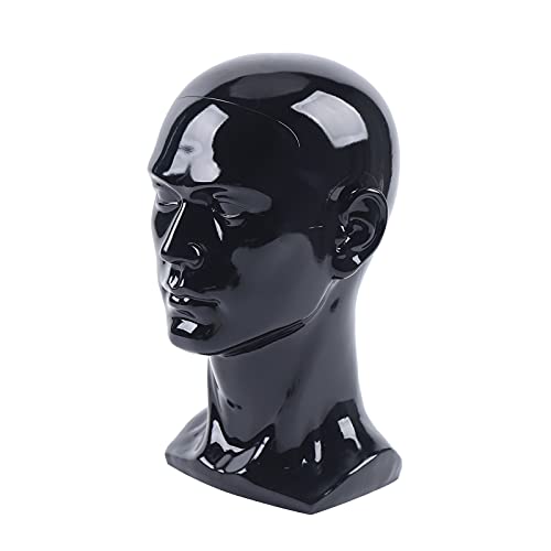 Esyogen Männlich Modellkopf aus PVC Perückenkopf Dekokopf Mannequin Kopf Hüte Brille,50x30cm,hell schwarz